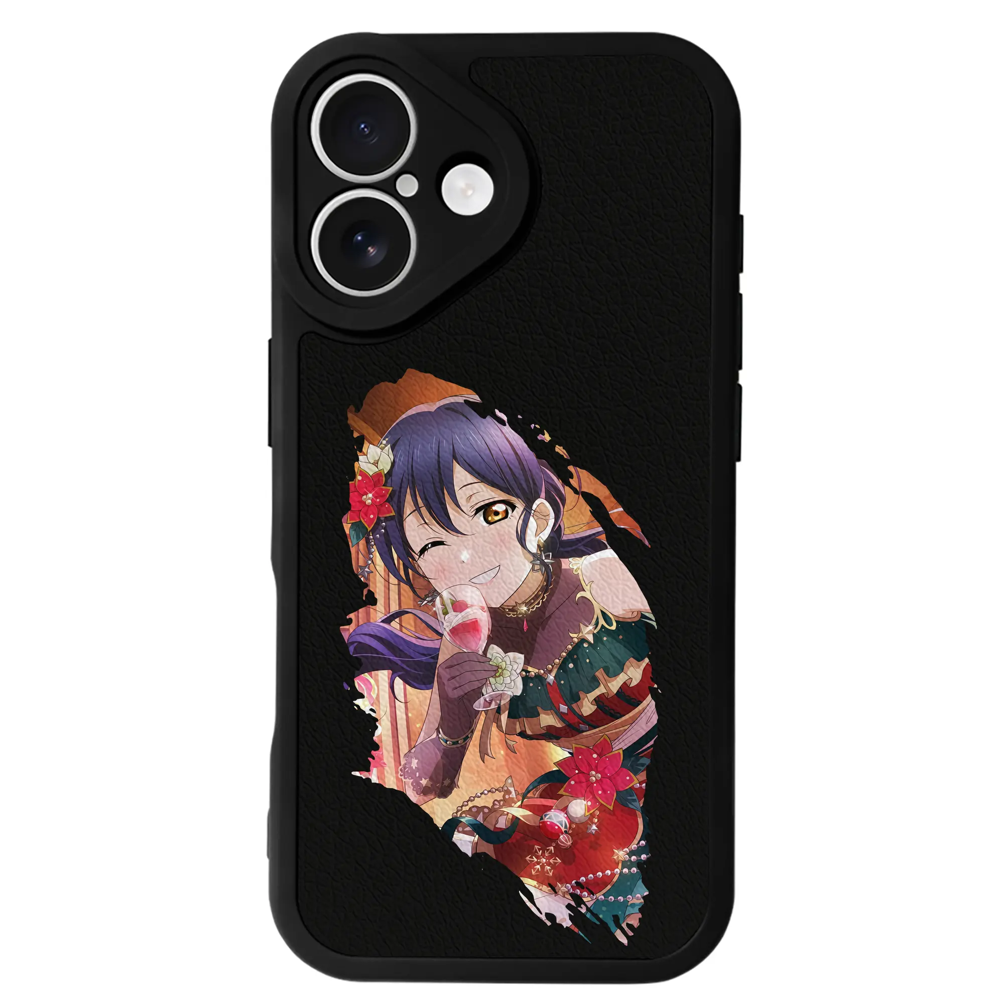 Love Live! グッズ,園田海未 - IPhone 16シリーズ対応 ・ シリコンスマホケース ・ レザー調 ・ 高精度フィット ・ 耐衝撃 ・ ワイヤレス充電対応 ・ 精密カット